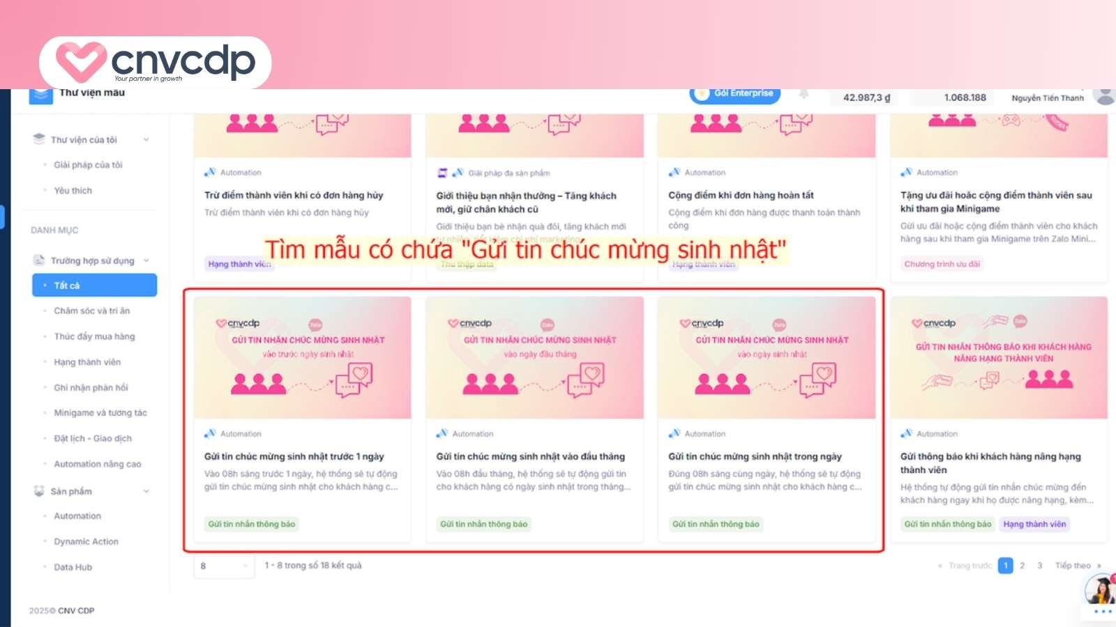 Giải pháp gửi tin nhắn chúc mừng sinh nhật khách hàng từ CNV CDP 8 Doanh nghiep lua chon mau phu hop