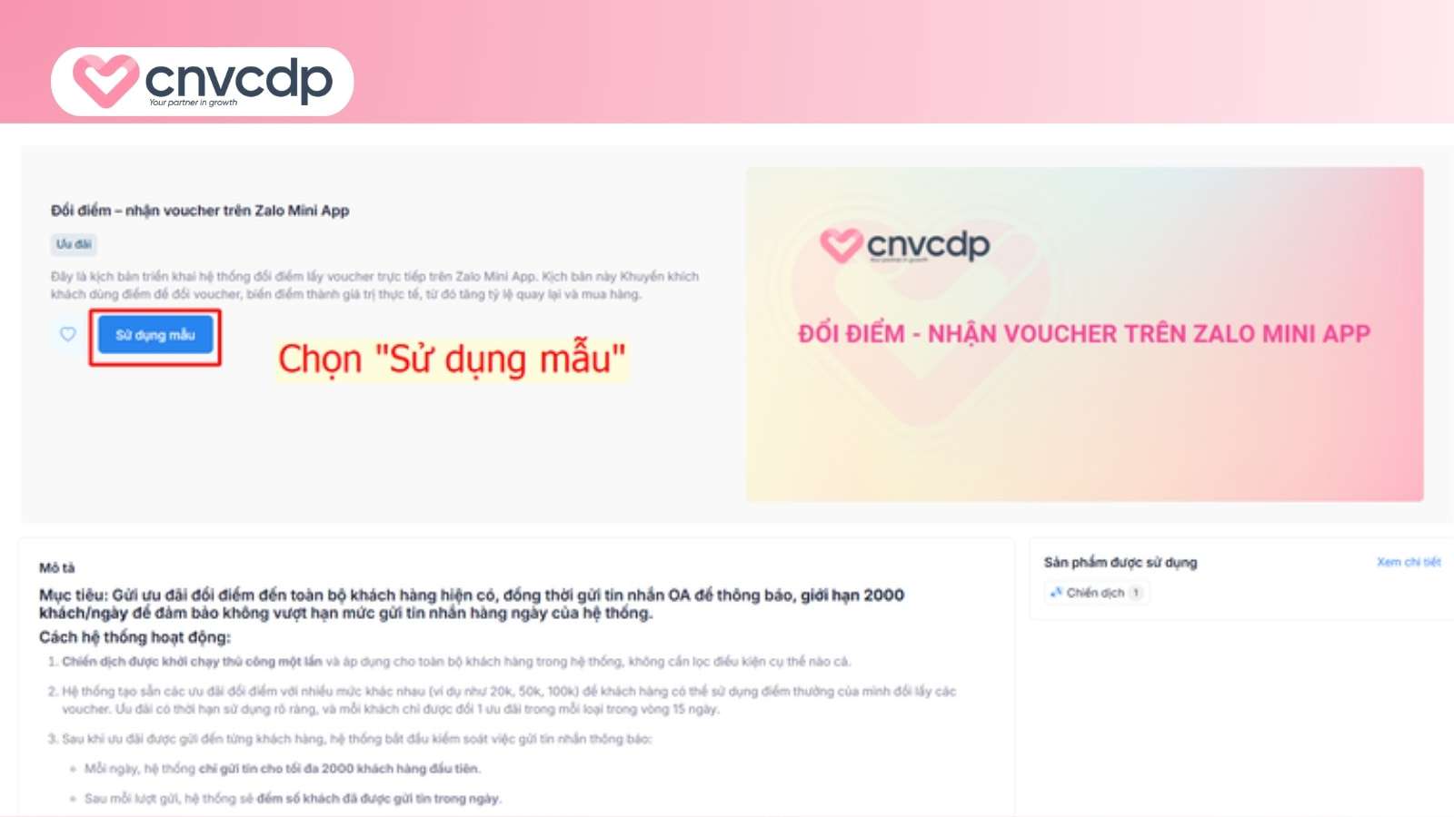 Đổi điểm nhận voucher trên Zalo Mini App giữ chân khách hàng hiệu quả 8 Doanh nghiep su dung mau da chon