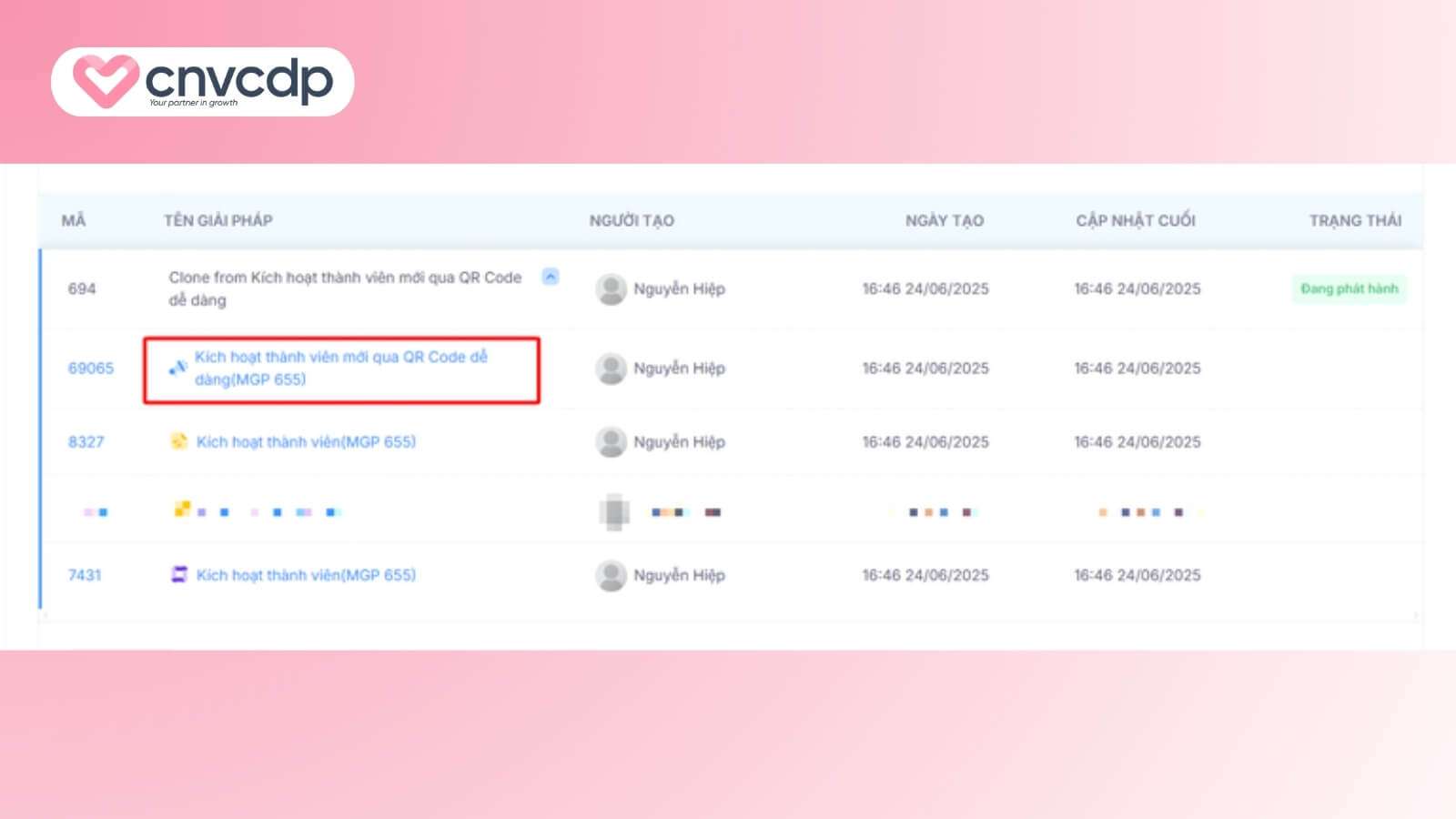 Giải pháp kích hoạt thành viên mới qua QR Code NHANH CHÓNG từ CNV CDP 12 Kich vao dau mui ten