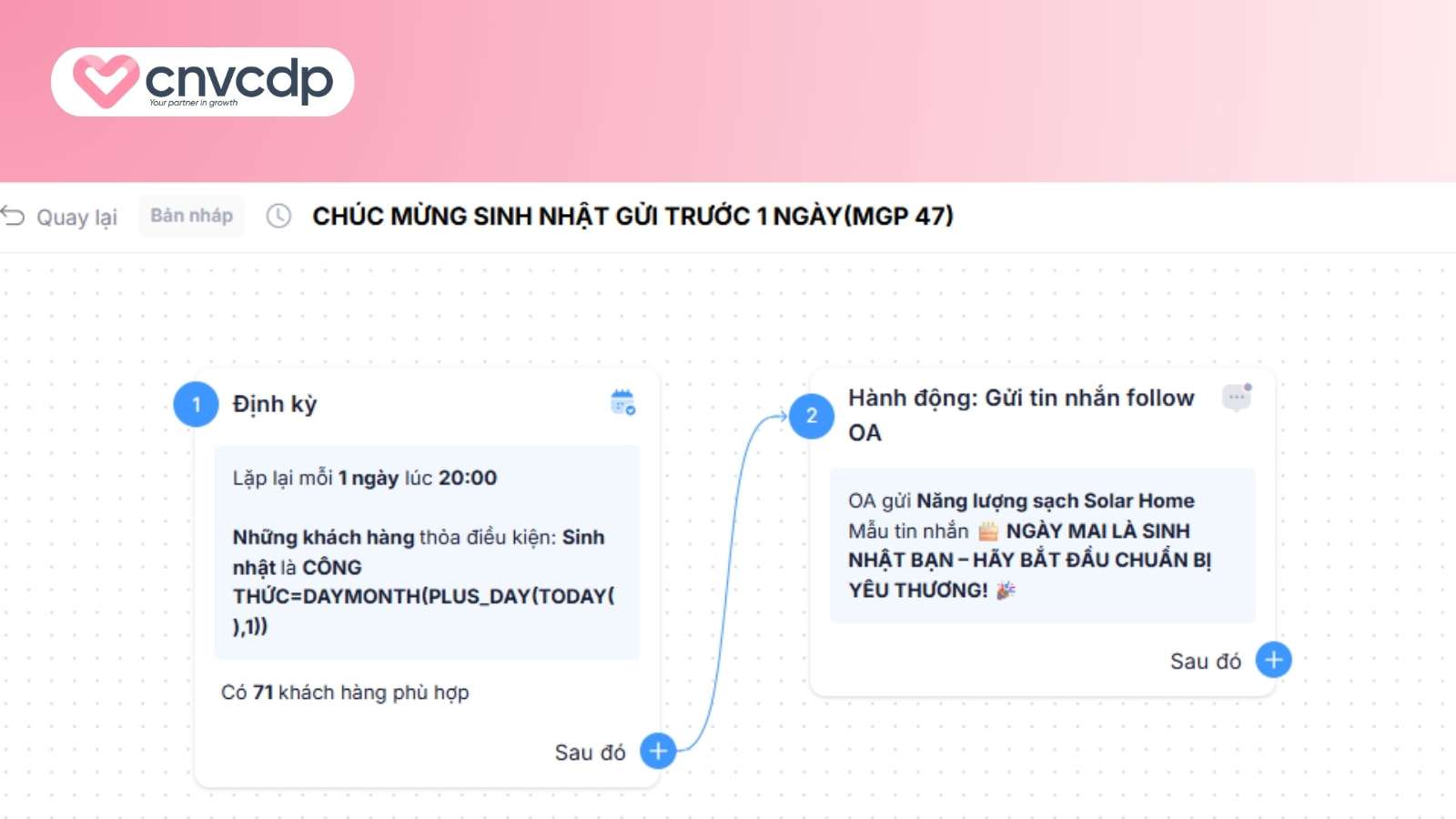 Giải pháp gửi tin nhắn chúc mừng sinh nhật khách hàng từ CNV CDP 12 Phieu du lieu tu CNV CDP