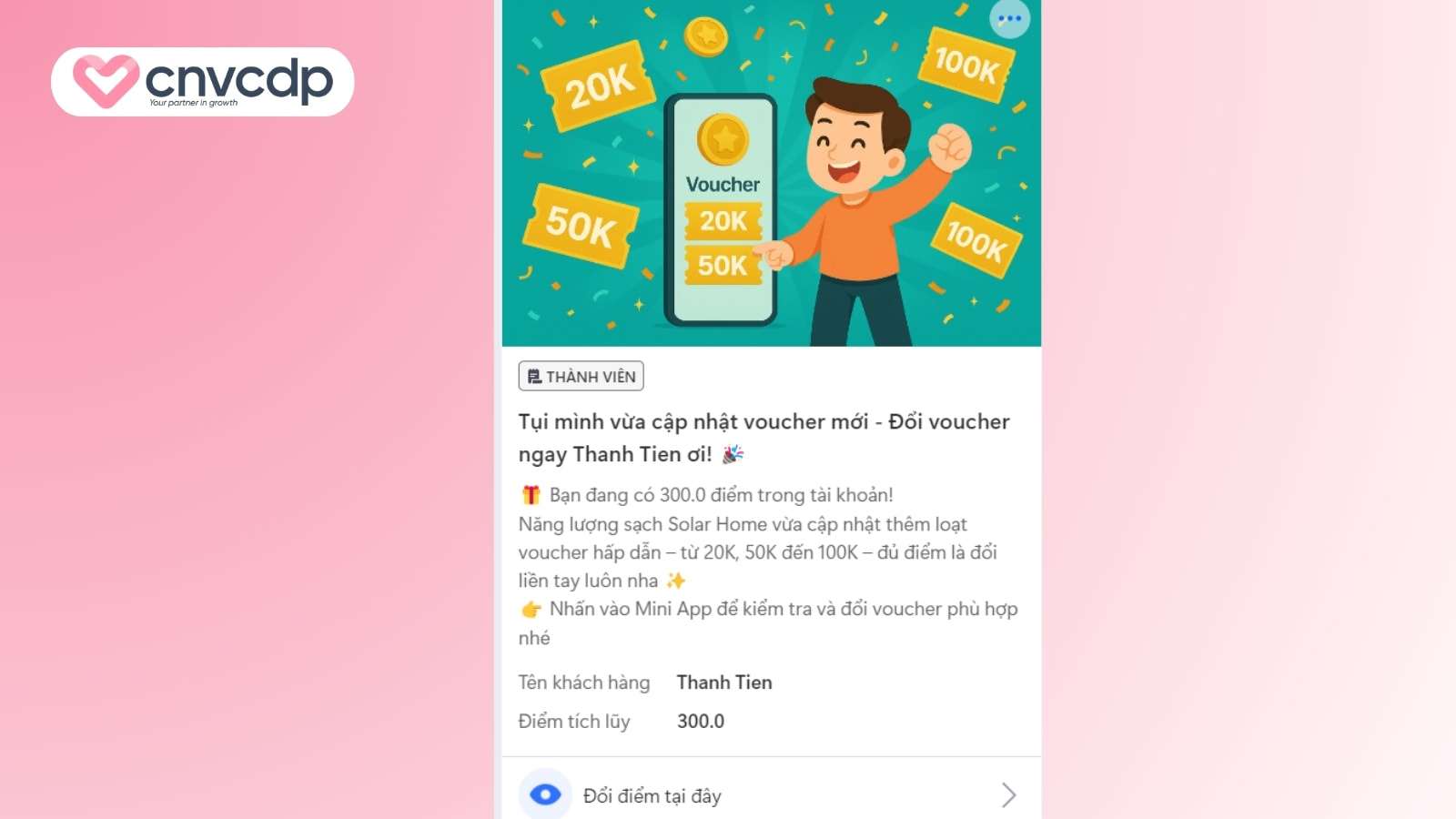 Đổi điểm nhận voucher trên Zalo Mini App giữ chân khách hàng hiệu quả 5 Thiet ke noi dung tin nhan