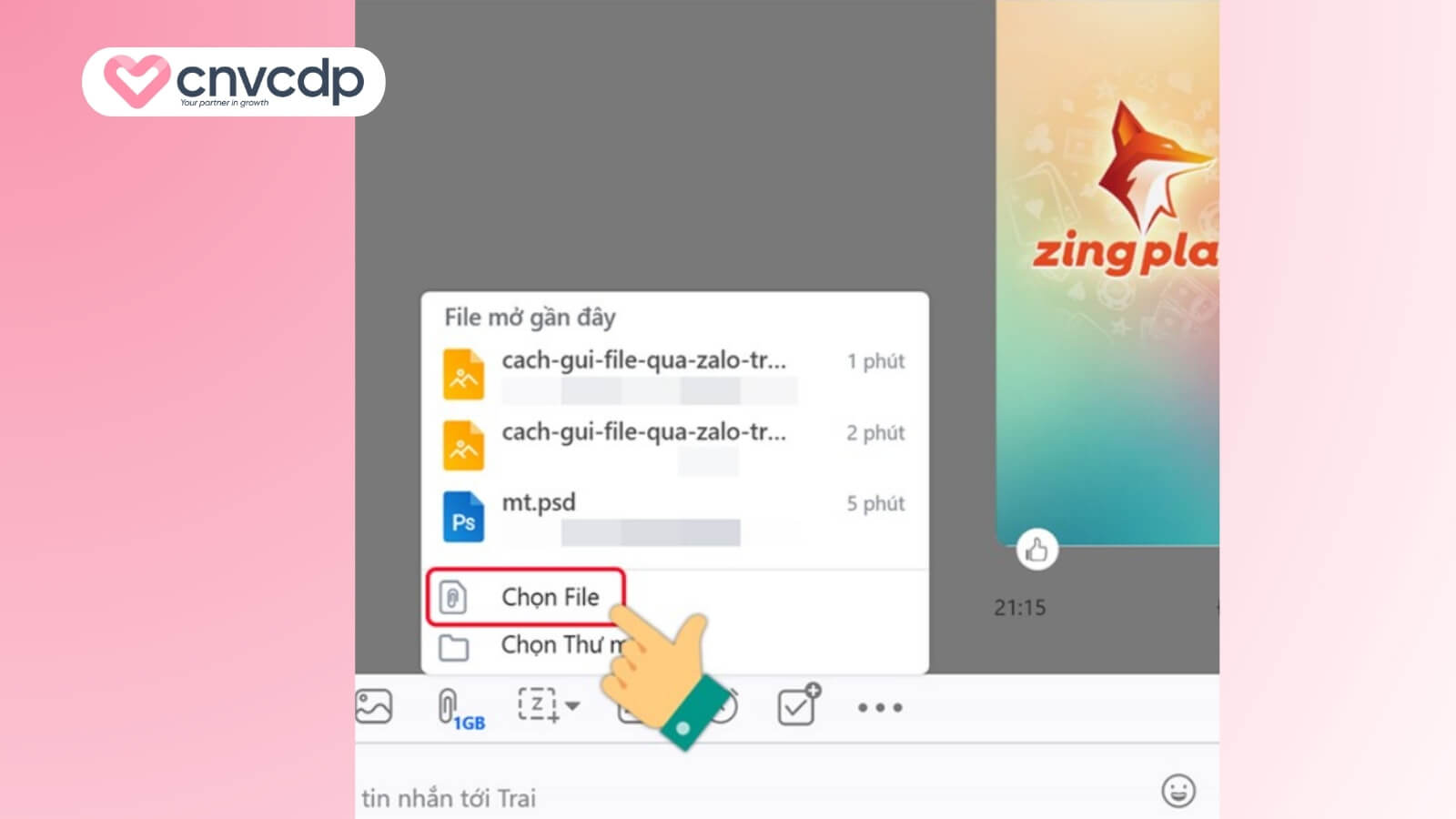 Hướng dẫn cách gửi hóa đơn điện tử qua Zalo cực đơn giản và nhanh chóng 7 Truong hop chon tap tin