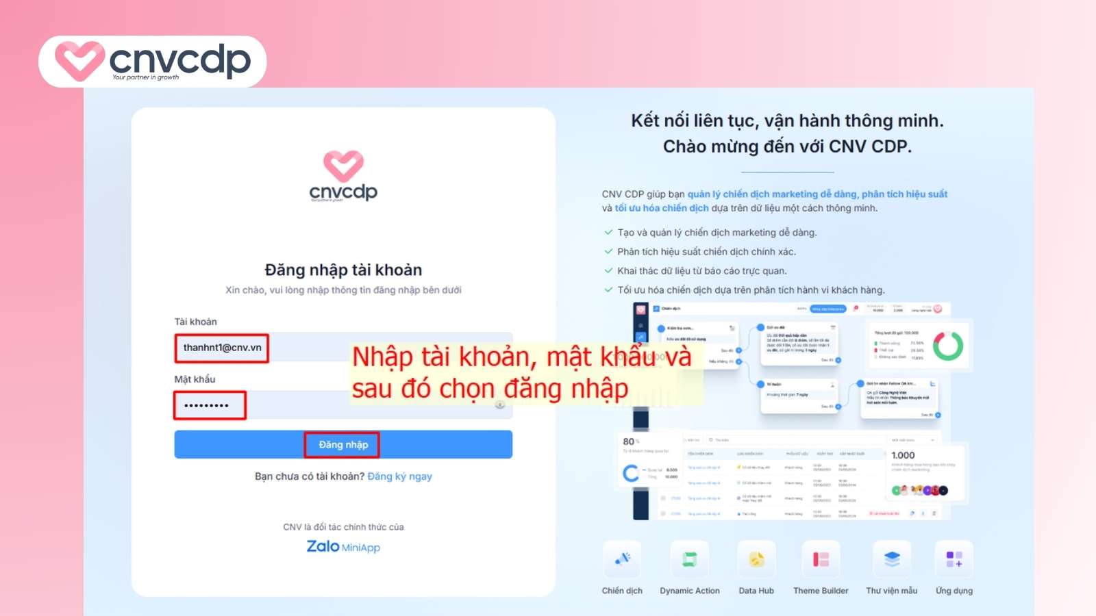 Giải pháp gửi tin nhắn thông báo về lộ trình đơn hàng từ CNV CDP 5 Truy cap vao CNV CDP