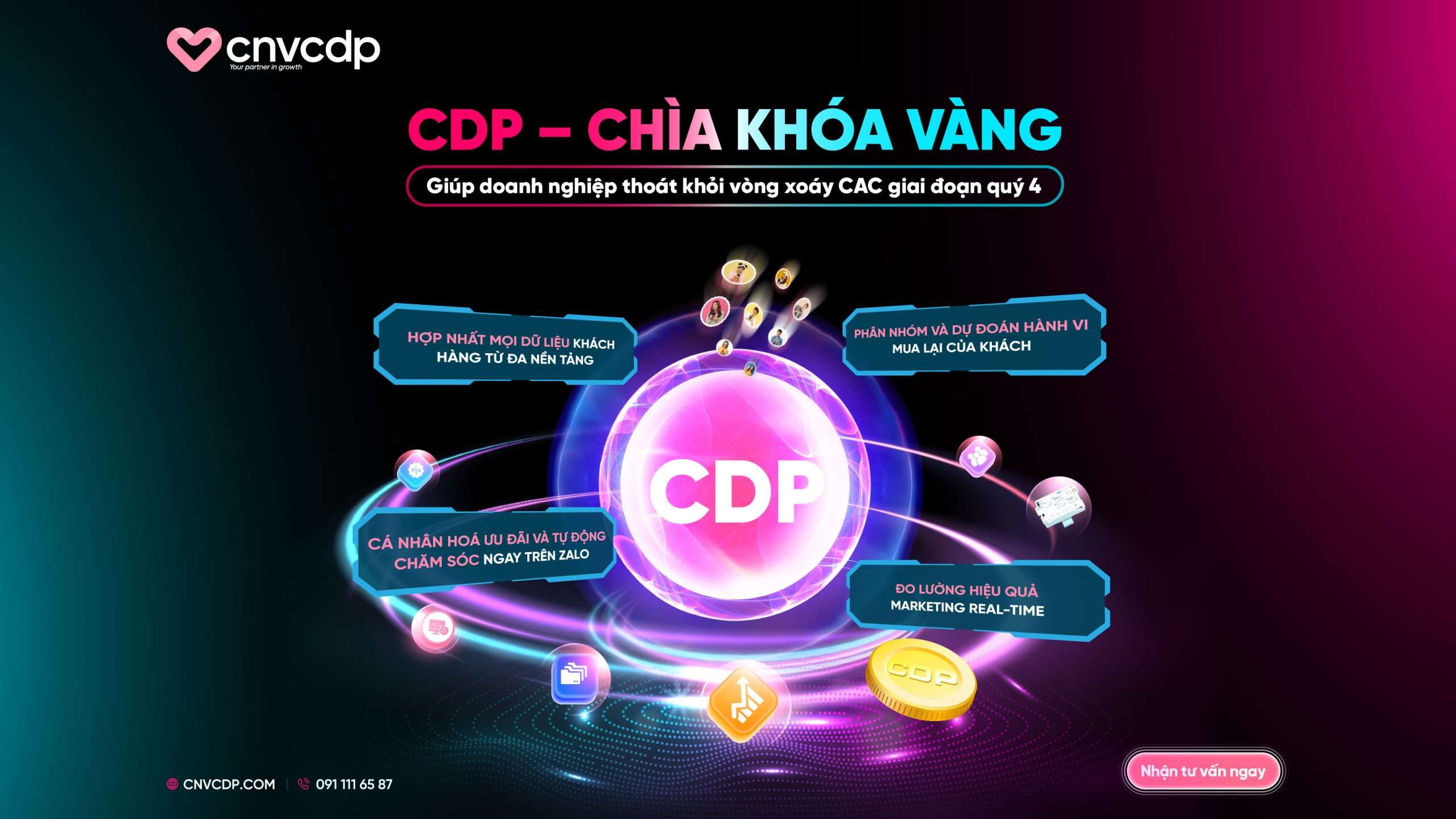 Vì sao CDP là “chìa khóa vàng” giúp doanh nghiệp giảm CAC trong mùa cạnh tranh Quý 4? 10 170925 CNVCDP CHÌA KHOÁ VÀNG scaled