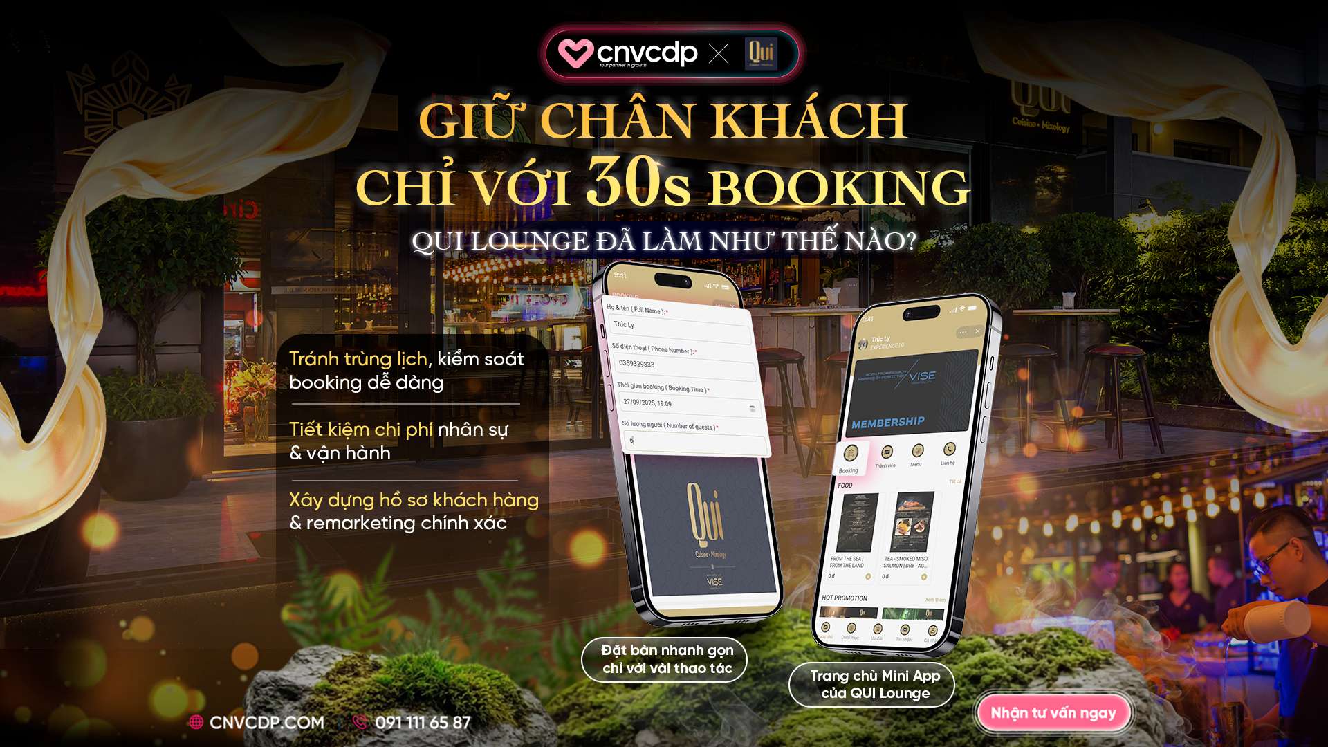 Giữ chân khách chỉ với 30s booking – Bí quyết từ QUI Cuisine Mixology dành cho các doanh nghiệp F&B 9 170925 CNVCDP Qui lognge 1
