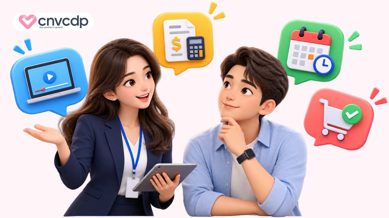 Đề xuất bước tiếp theo nhưng để khách hàng chủ động