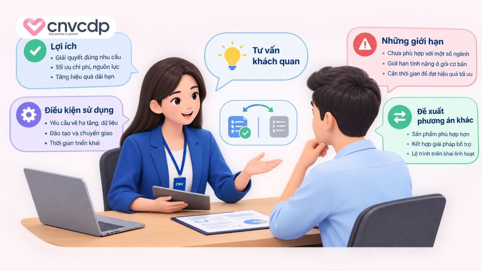 Đóng vai trò người tư vấn thay vì chỉ bán hàng