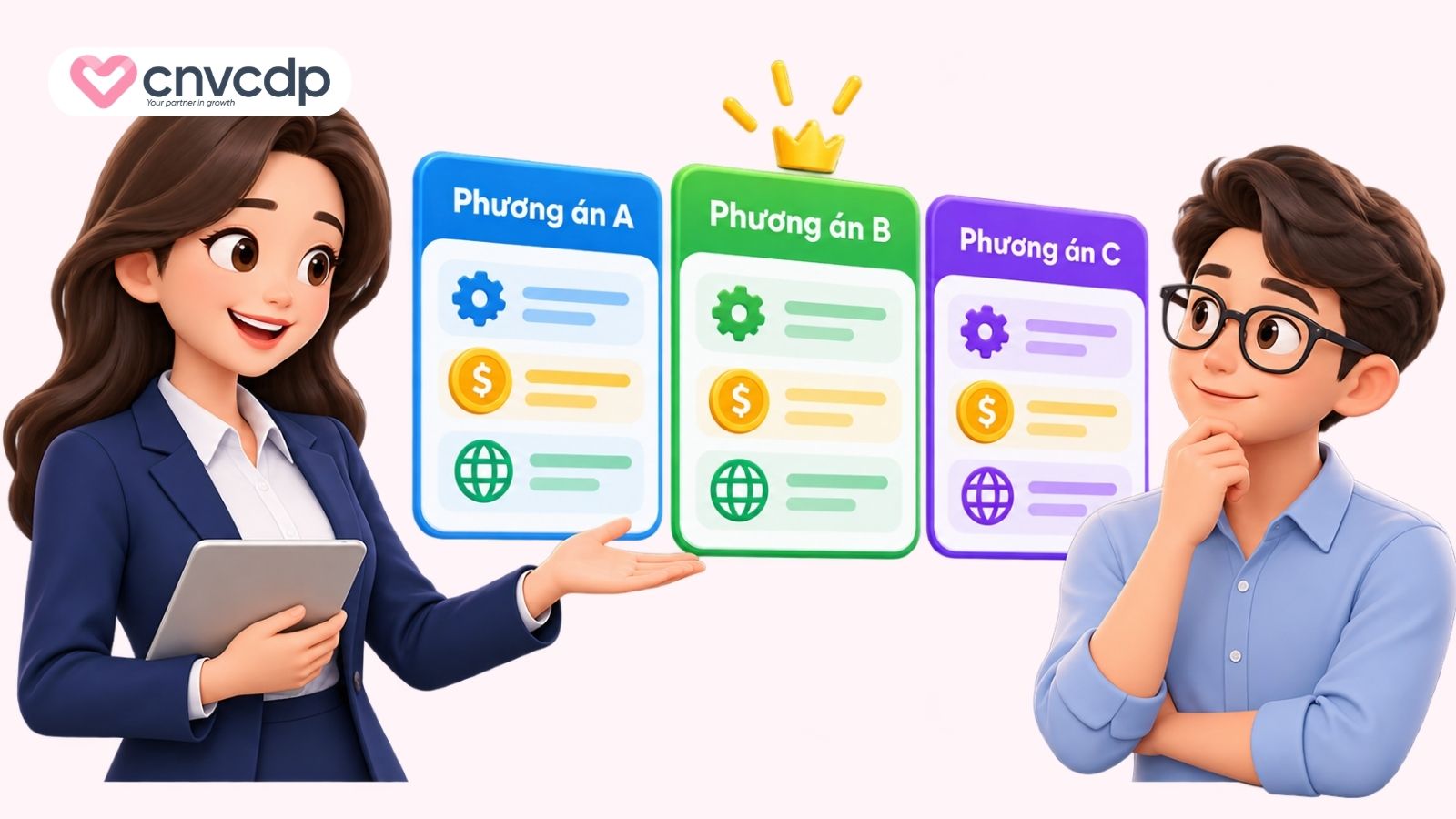 Đưa ra các phương án để khách hàng lựa chọn