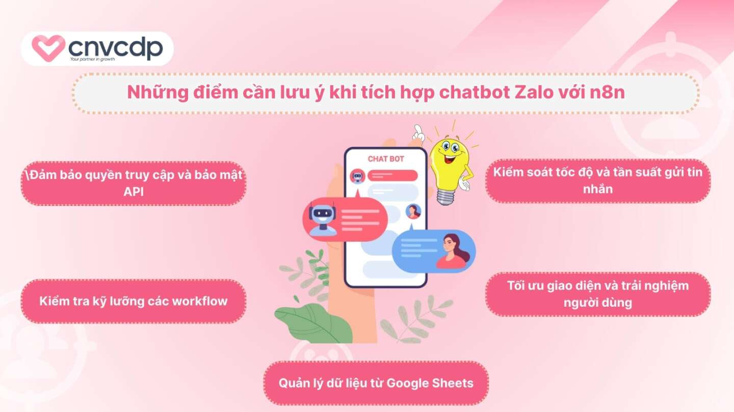 Hướng dẫn chi tiết cách tạo chatbot zalo với n8n hiệu quả 2025 15 Nhung dieu can luu y khi tich hop chatbot Zalo vao n8n