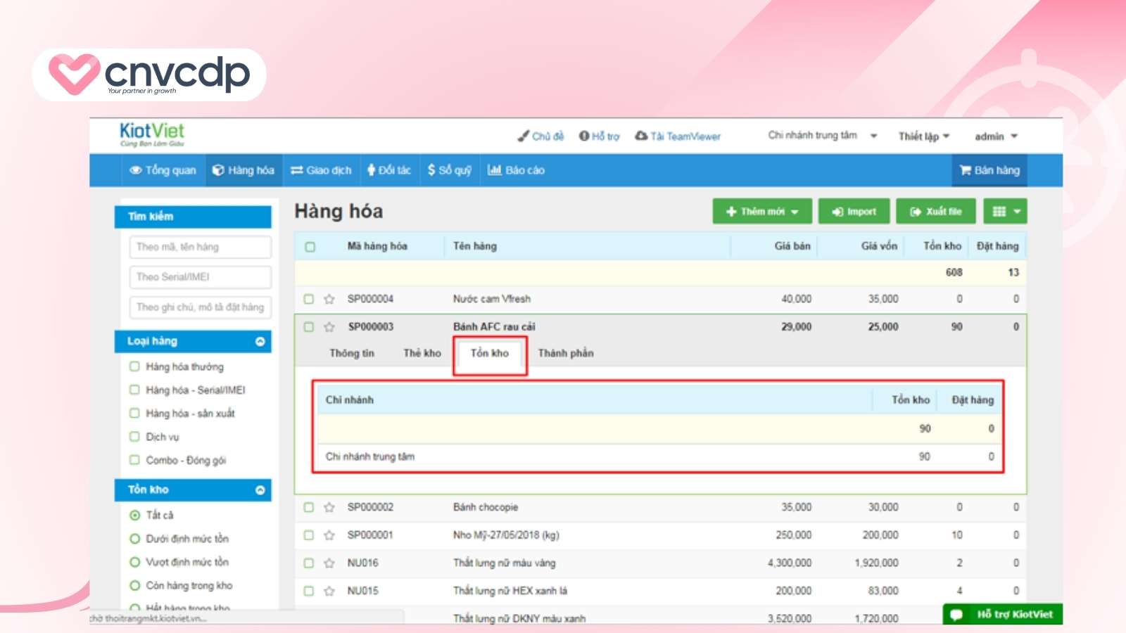 KiotViet – De dung cho chuoi cua hang