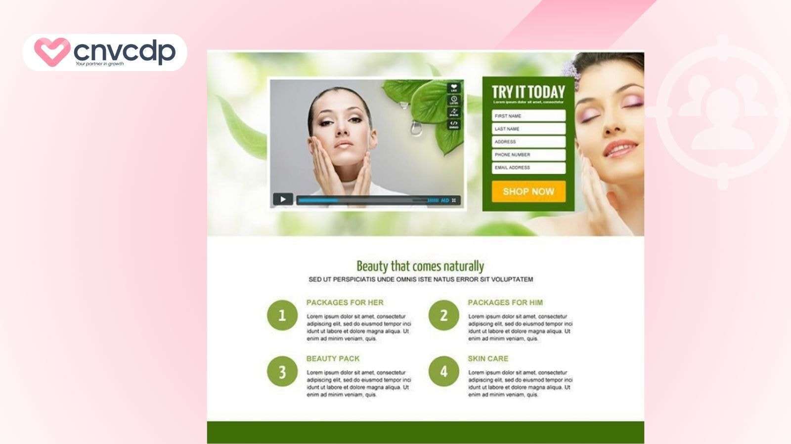 Mau Landing Page review kol influencer