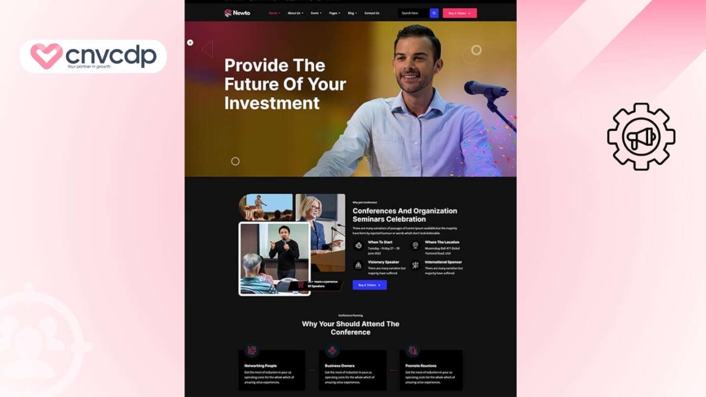 15+ mẫu Landing Page miễn phí và chuyên nghiệp cho doanh nghiệp 19 Su kien truc tuyen