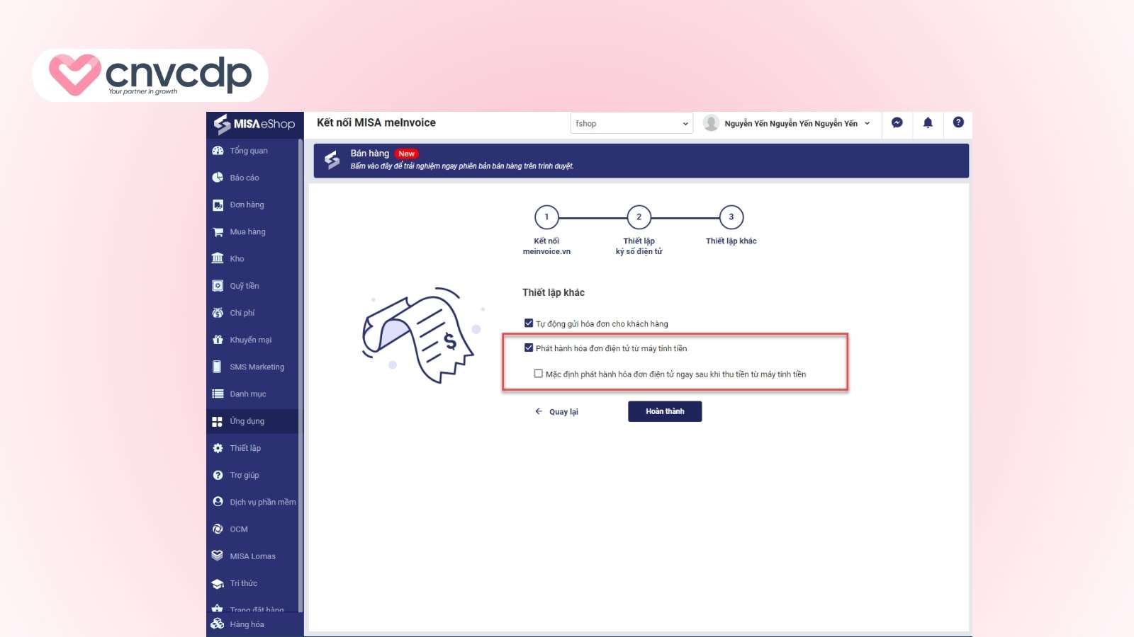 Misa eShop – Hoa don dien tu tich hop