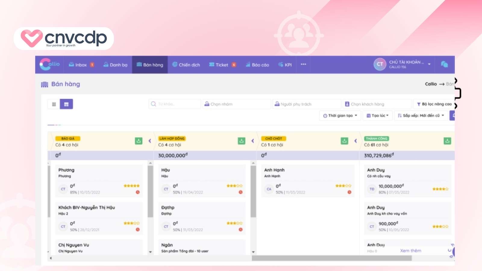 Top 10+ phần mềm quản lý chuỗi cửa hàng giúp tăng hiệu suất kinh doanh 16 Phan mem Callio Tap trung CRM va cham soc khach hang