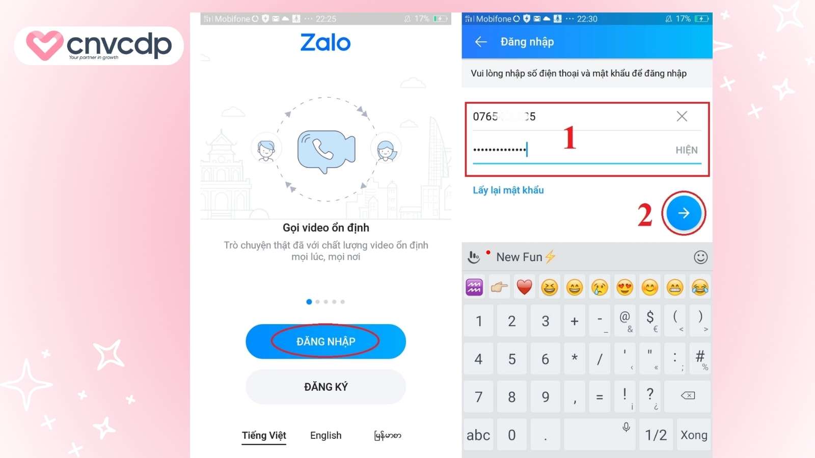 Buoc 1 Truy cap ung dung Zalo va dang nhap