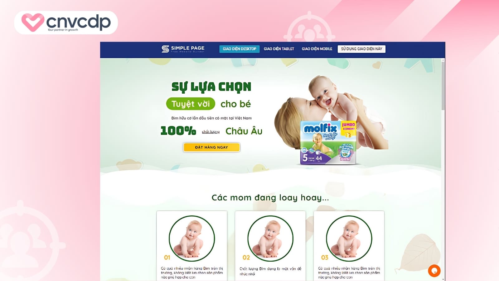 Mau Landing Page Thuc pham chuc nang cho tre em