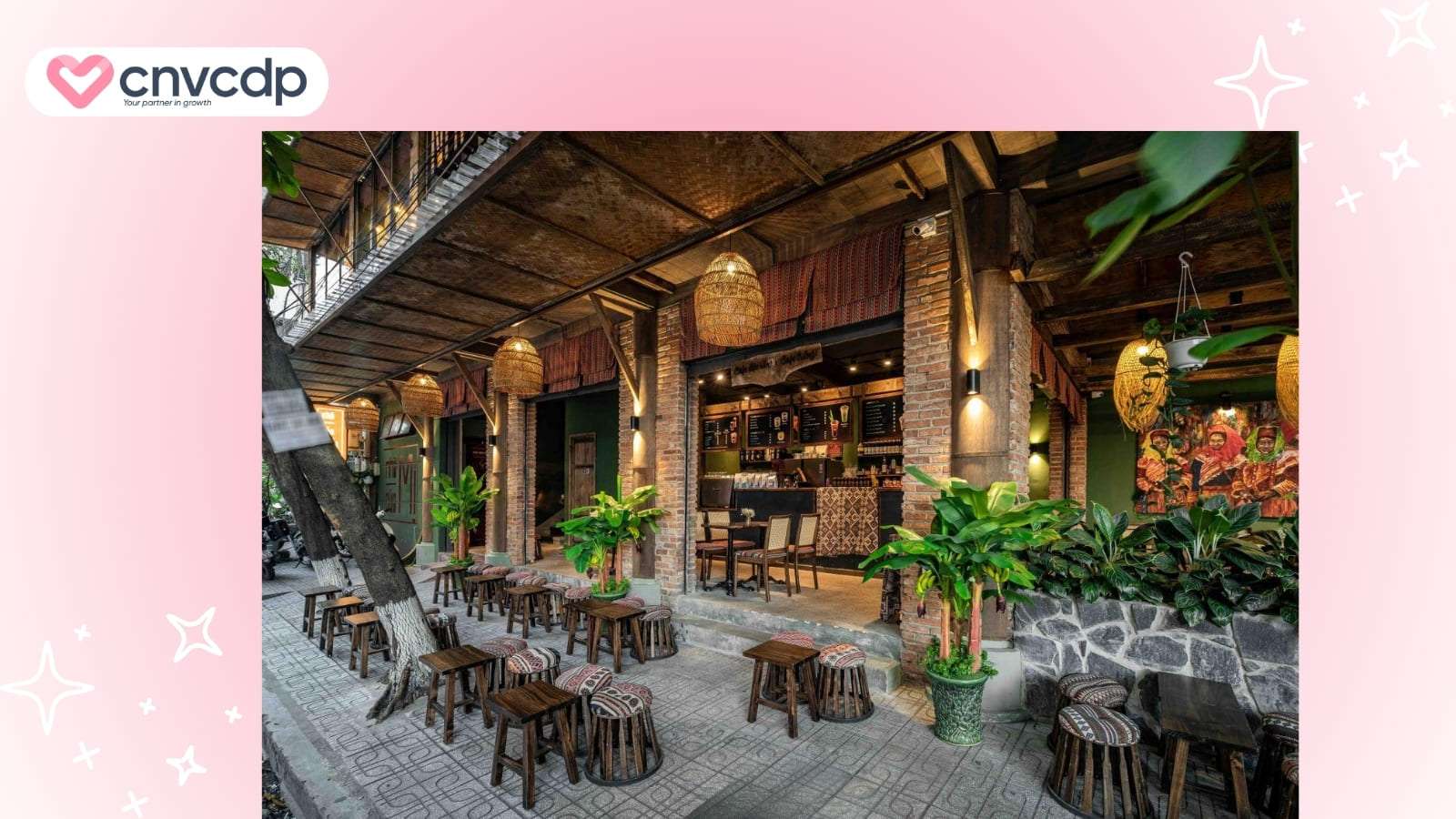 Mô hình kinh doanh quán cà phê bình dân đẹp, tiết kiệm chi phí 6 Mo hinh quan ca phe bet hoac san vuon nho