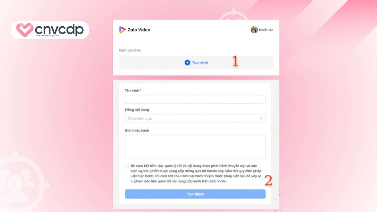 Cách kiếm tiền Affiliate trên zalo video dễ làm không cần đầu tư 6 Cach tao kenh tren Web Creator