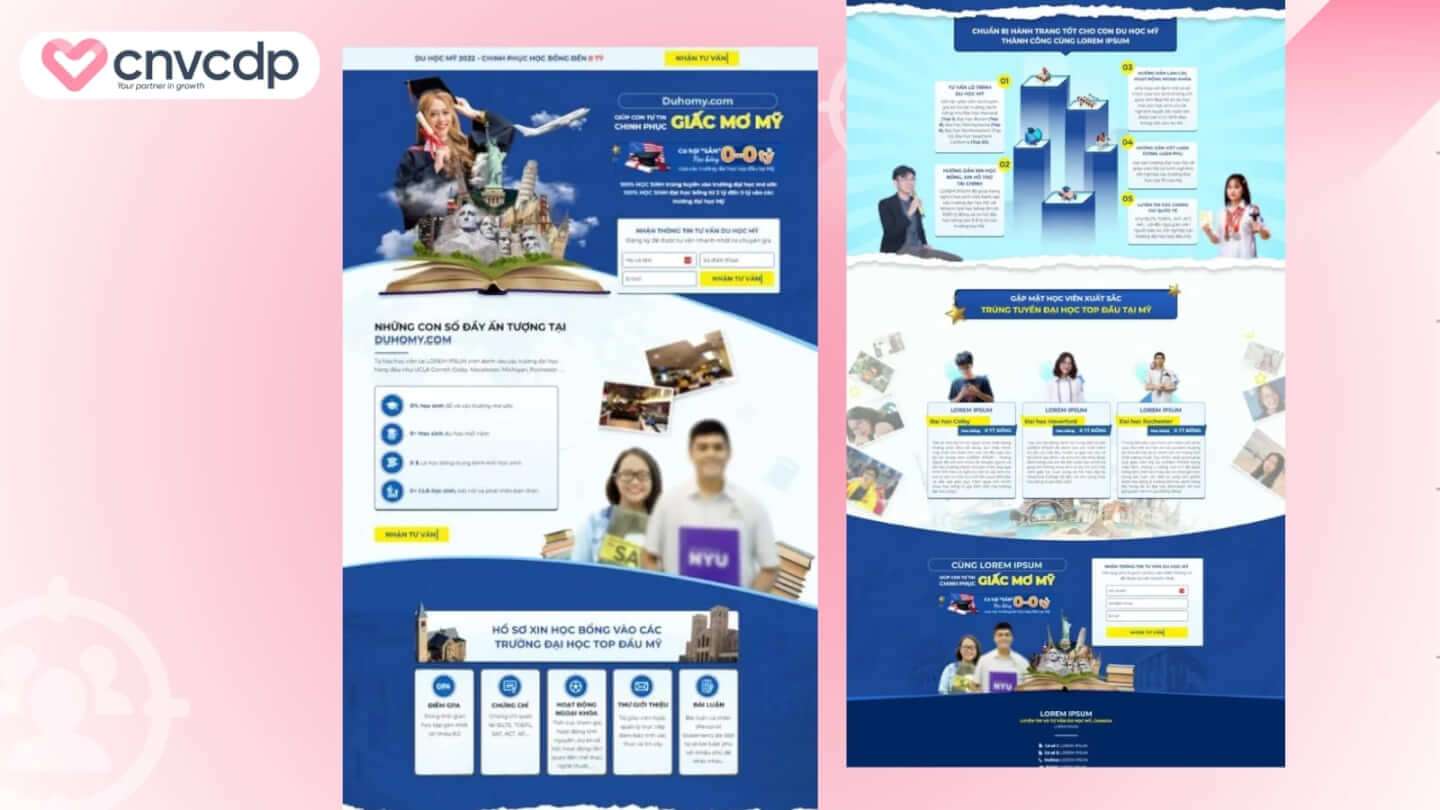 Mẫu Landing Page ngành giáo dục chuyên nghiệp giúp tăng chuyển đổi mạnh mẽ 13 Mau Landing Page Du hoc Xuat khau lao dong