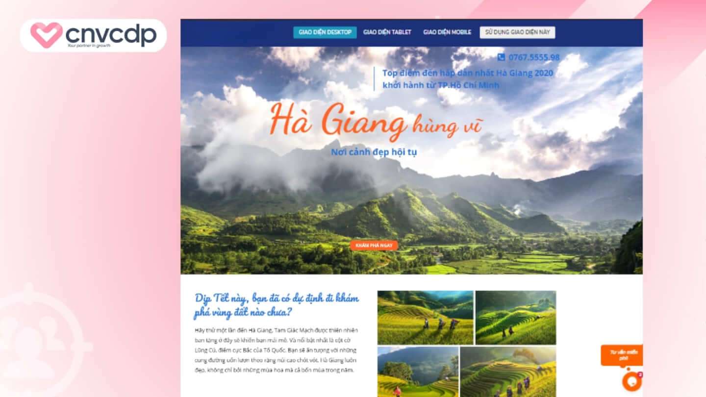 Mau Landing Page Tour du lich