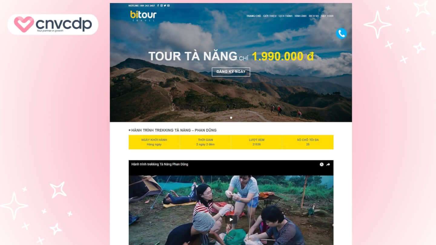 Mau Landing Page du lich gia re