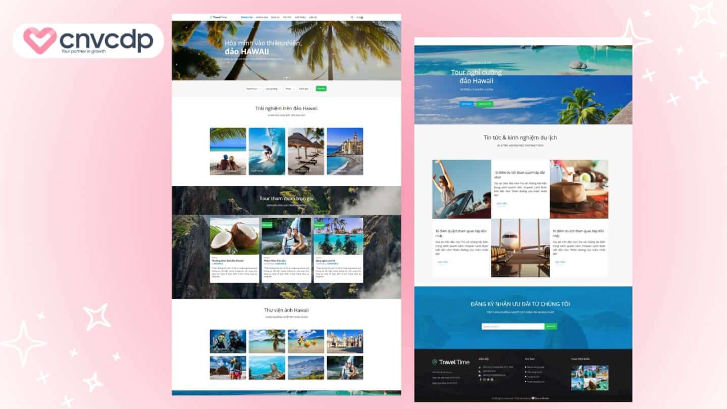 Mau Landing Page du lich ngan ngay Tour le hoi