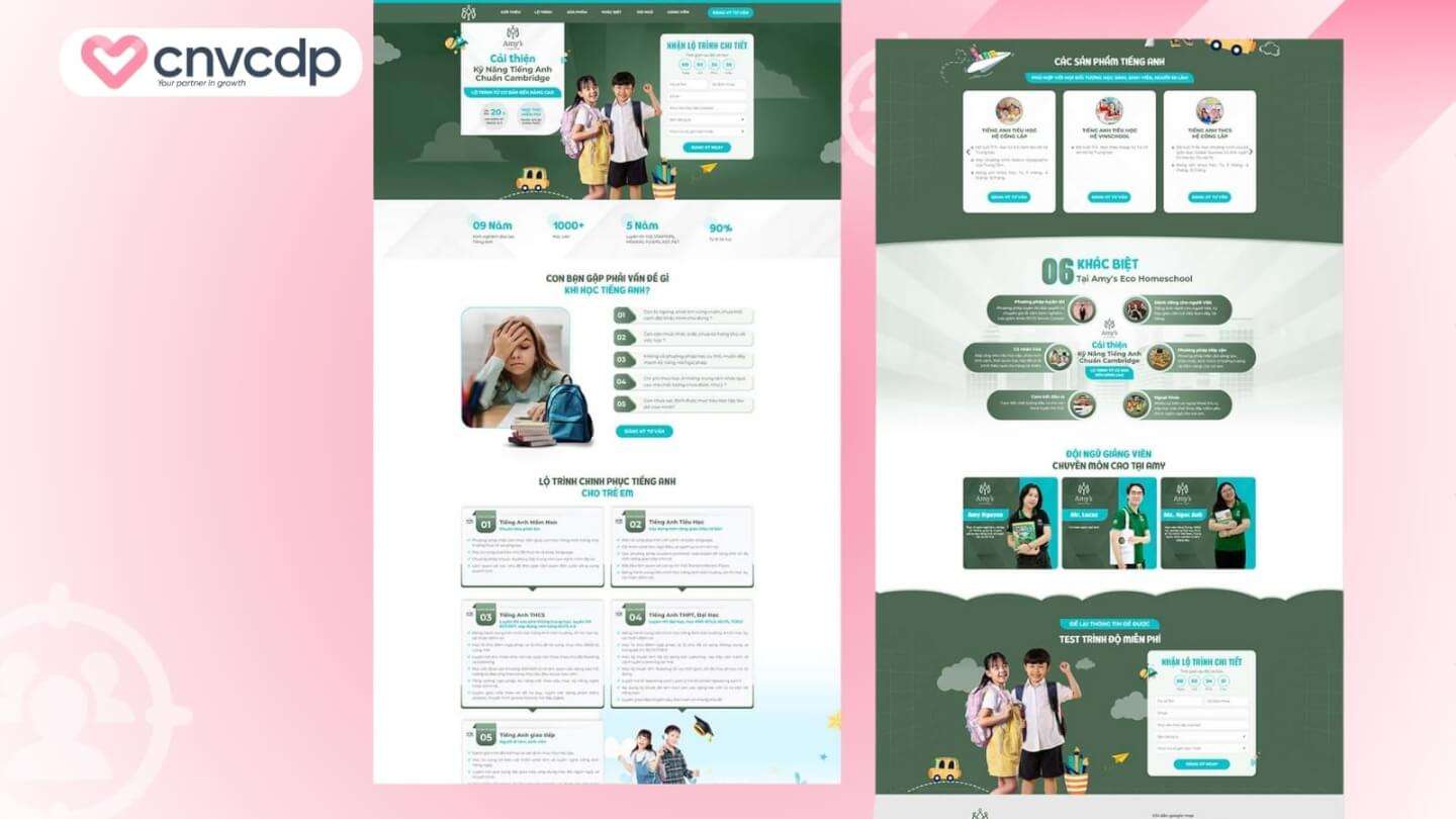 Mẫu Landing Page ngành giáo dục chuyên nghiệp giúp tăng chuyển đổi mạnh mẽ 5 Mau Landing Page khoa hoc Tieng Anh Ngoai ngu