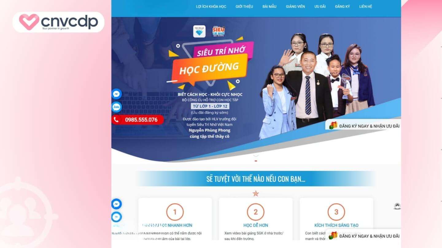Mẫu Landing Page ngành giáo dục chuyên nghiệp giúp tăng chuyển đổi mạnh mẽ 10 Mau Landing Page khoa hoc truc tuyen
