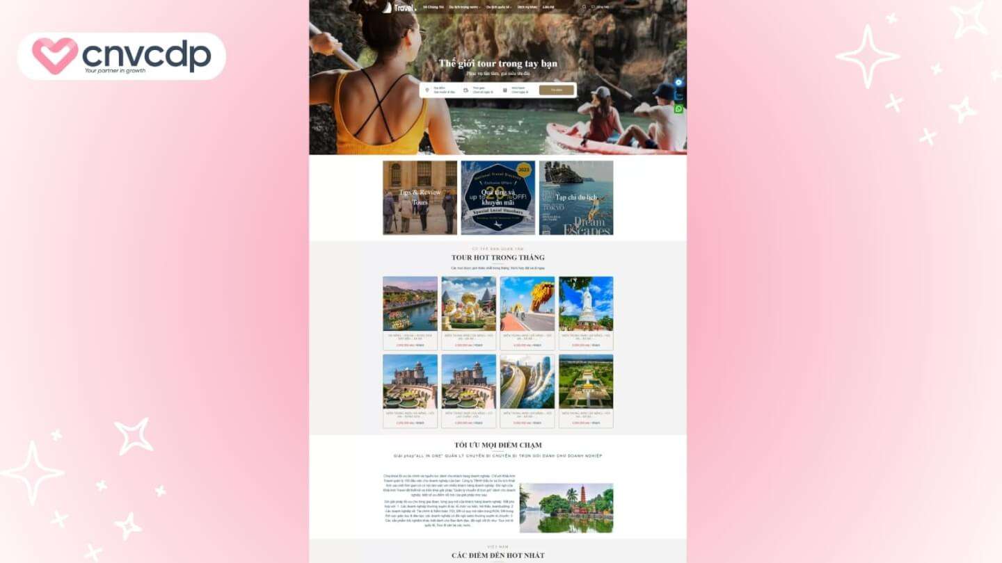 Mẫu Landing Page bán hàng đẹp, chuyên nghiệp, thu hút khách tiềm năng 14 Mau Landing Page sales tour du lich