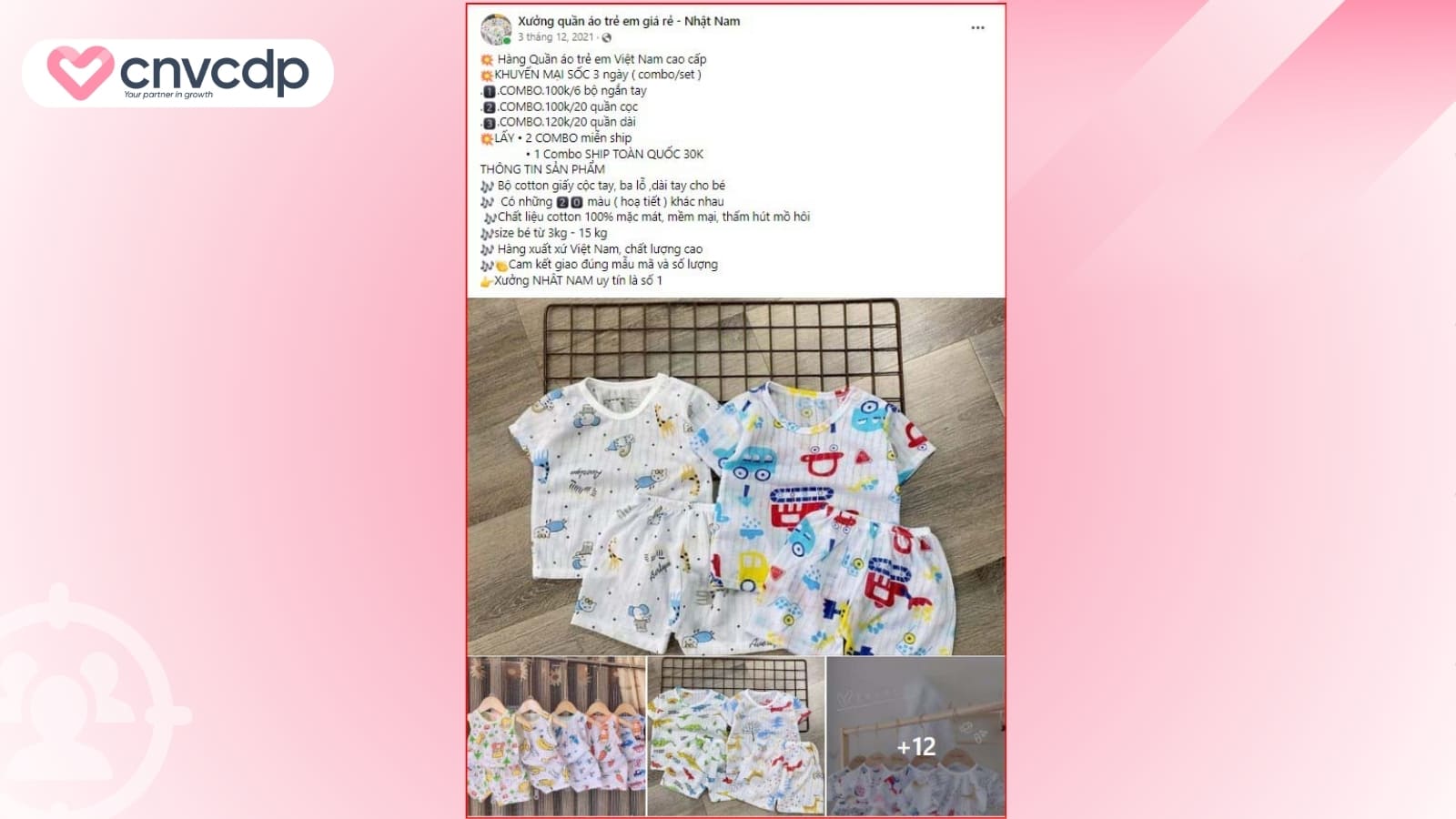 Mau content khai truong shop quan ao tre em de thuong