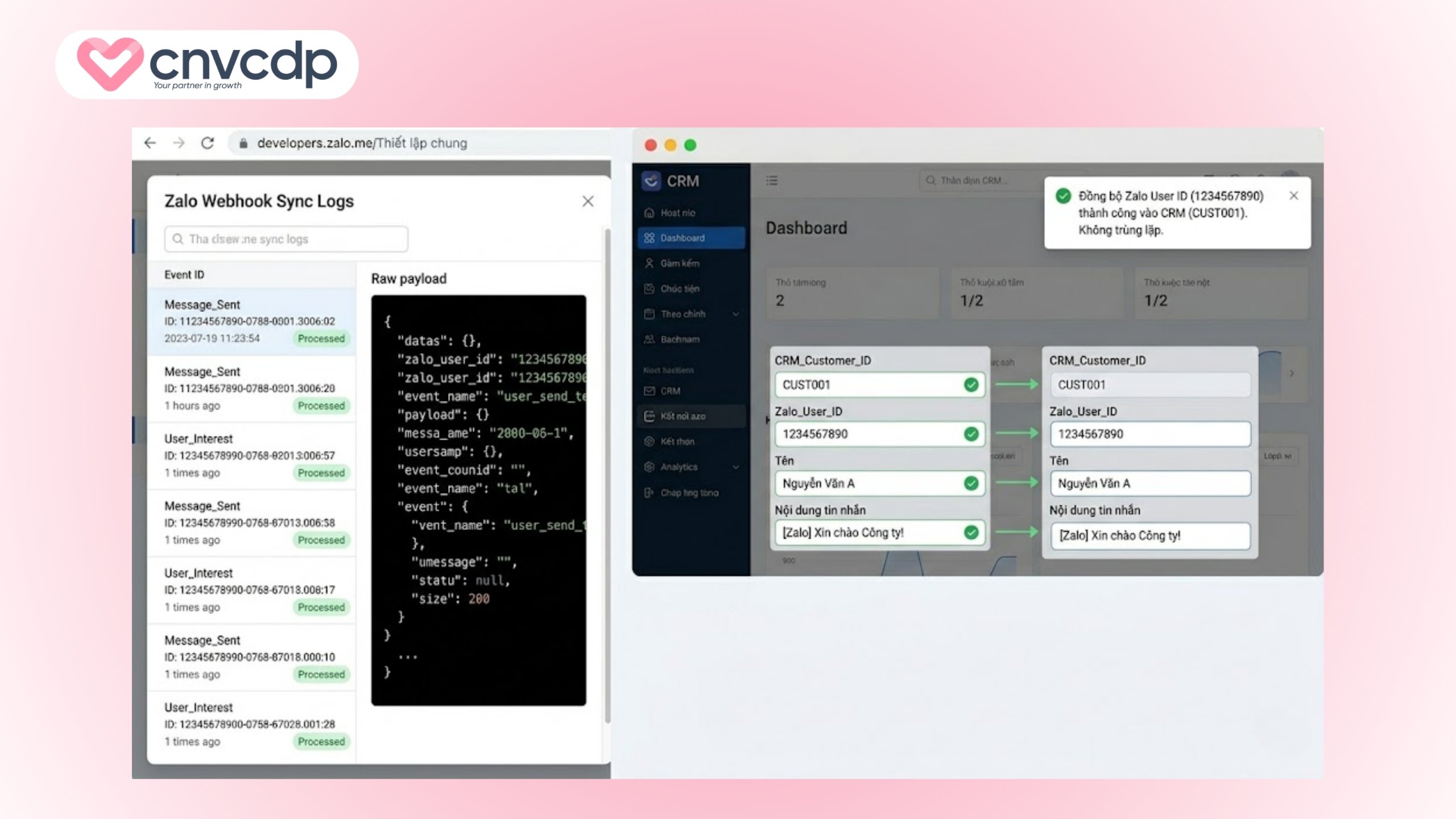 Cách sử dụng API Zalo để kết nối CRM tối ưu dữ liệu doanh nghiệp 11 Hướng dẫn cách sử dụng API Zalo để kết nối CRM bước 6