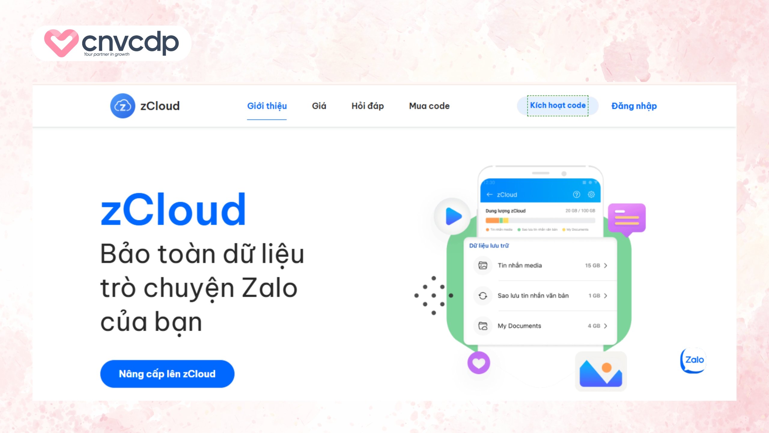 Hướng dẫn chi tiết cách mua gói Zalo Cloud mới nhất bước 1