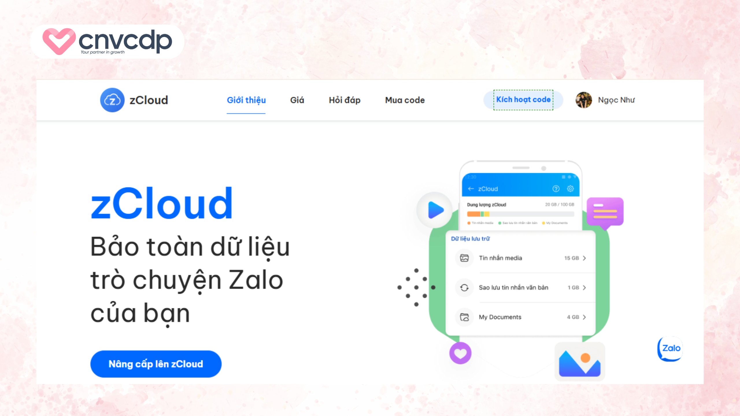 Hướng dẫn chi tiết cách mua gói Zalo Cloud mới nhất bước 3
