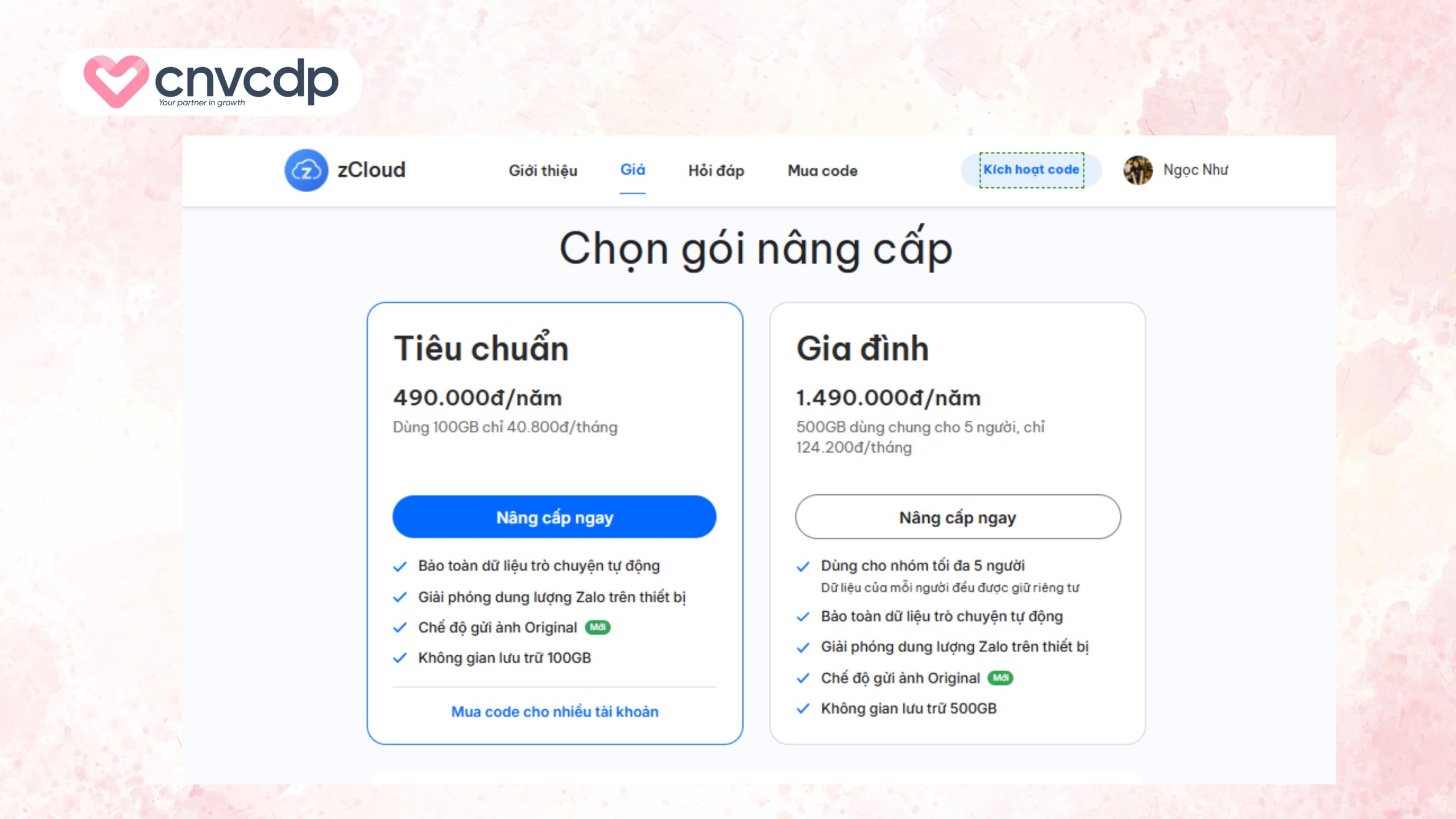 Hướng dẫn chi tiết cách mua gói Zalo Cloud mới nhất bước 4
