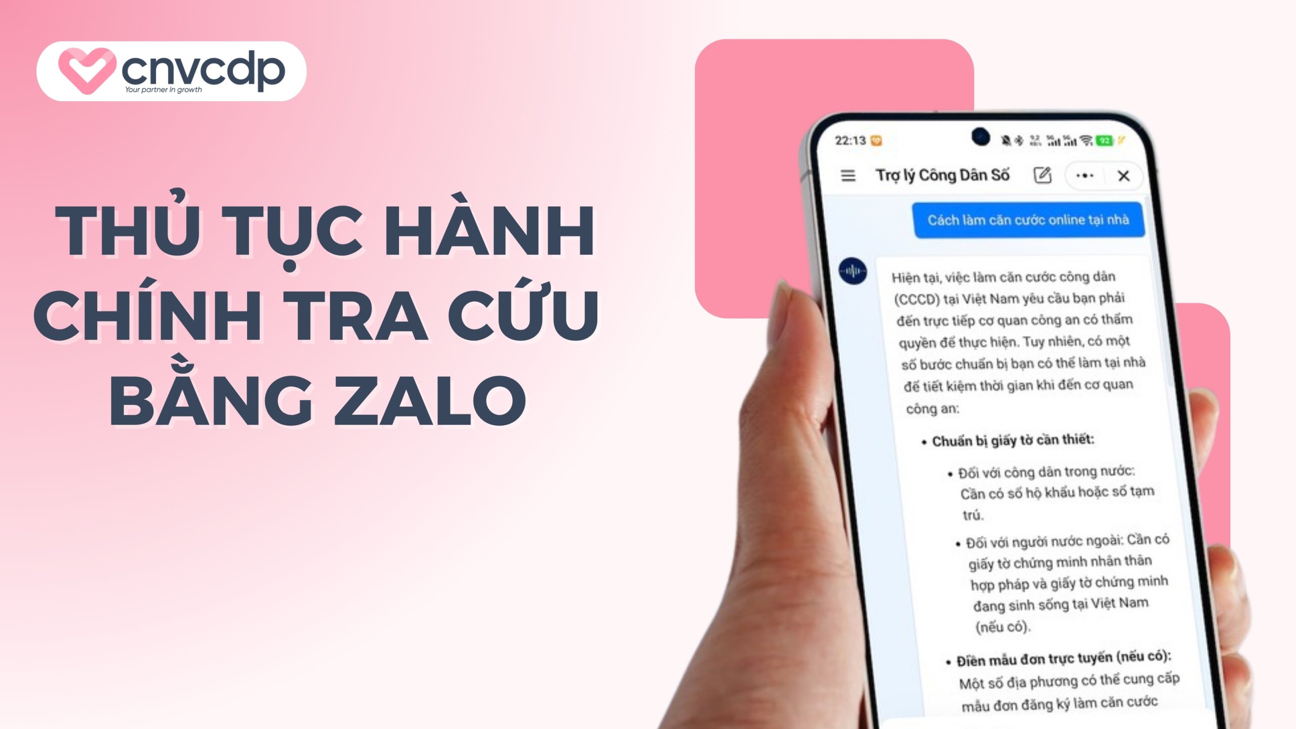 Ứng dụng và hướng dẫn tra cứu thủ tục hành chính trên Zalo 6 Một số thủ tục hành chính có thể tra cứu bằng Zalo