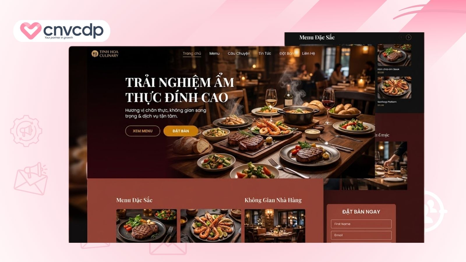 landing page nha hang chuyen nghiep