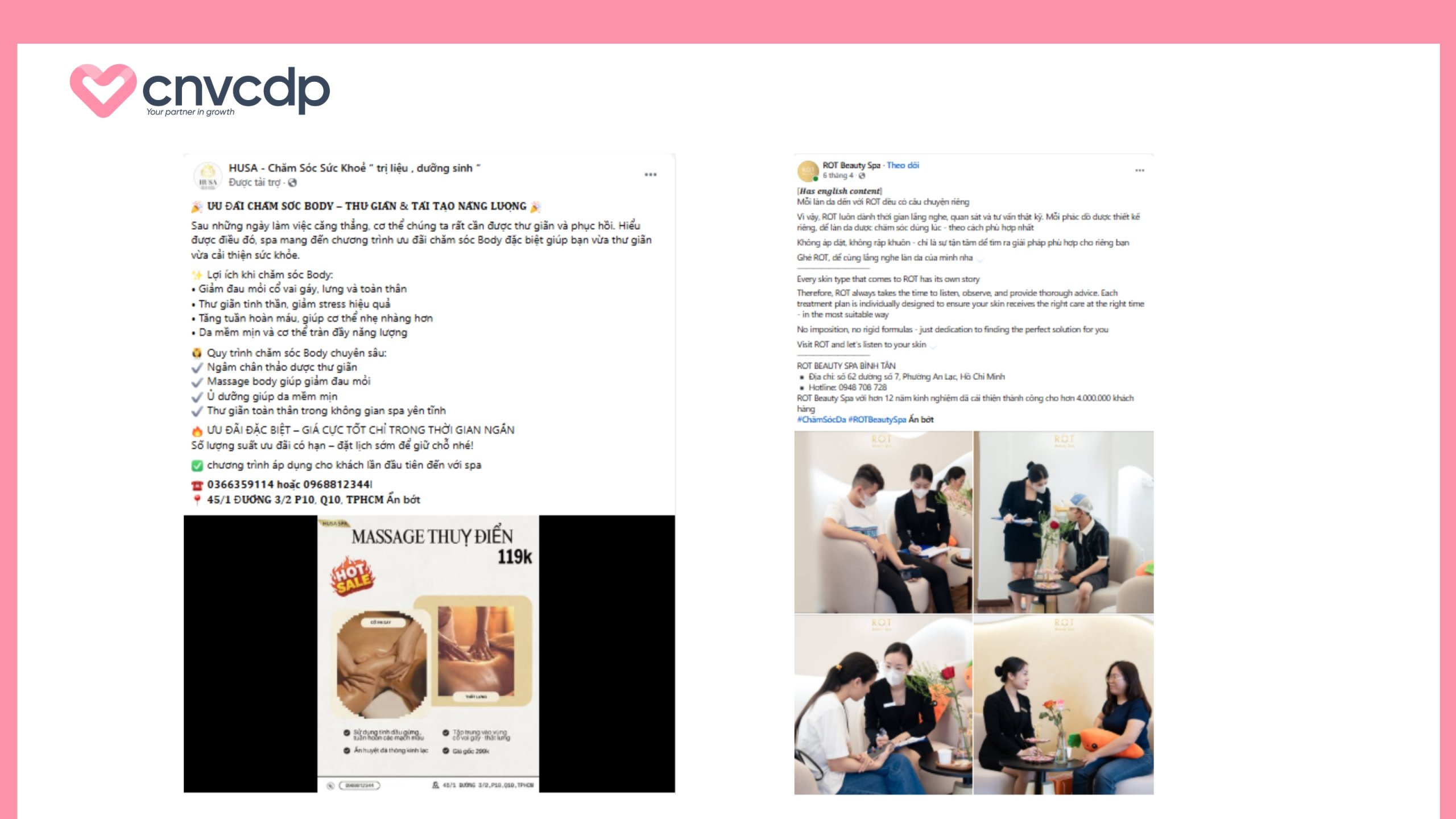 Mẫu content Spa chăm sóc da mẫu 1