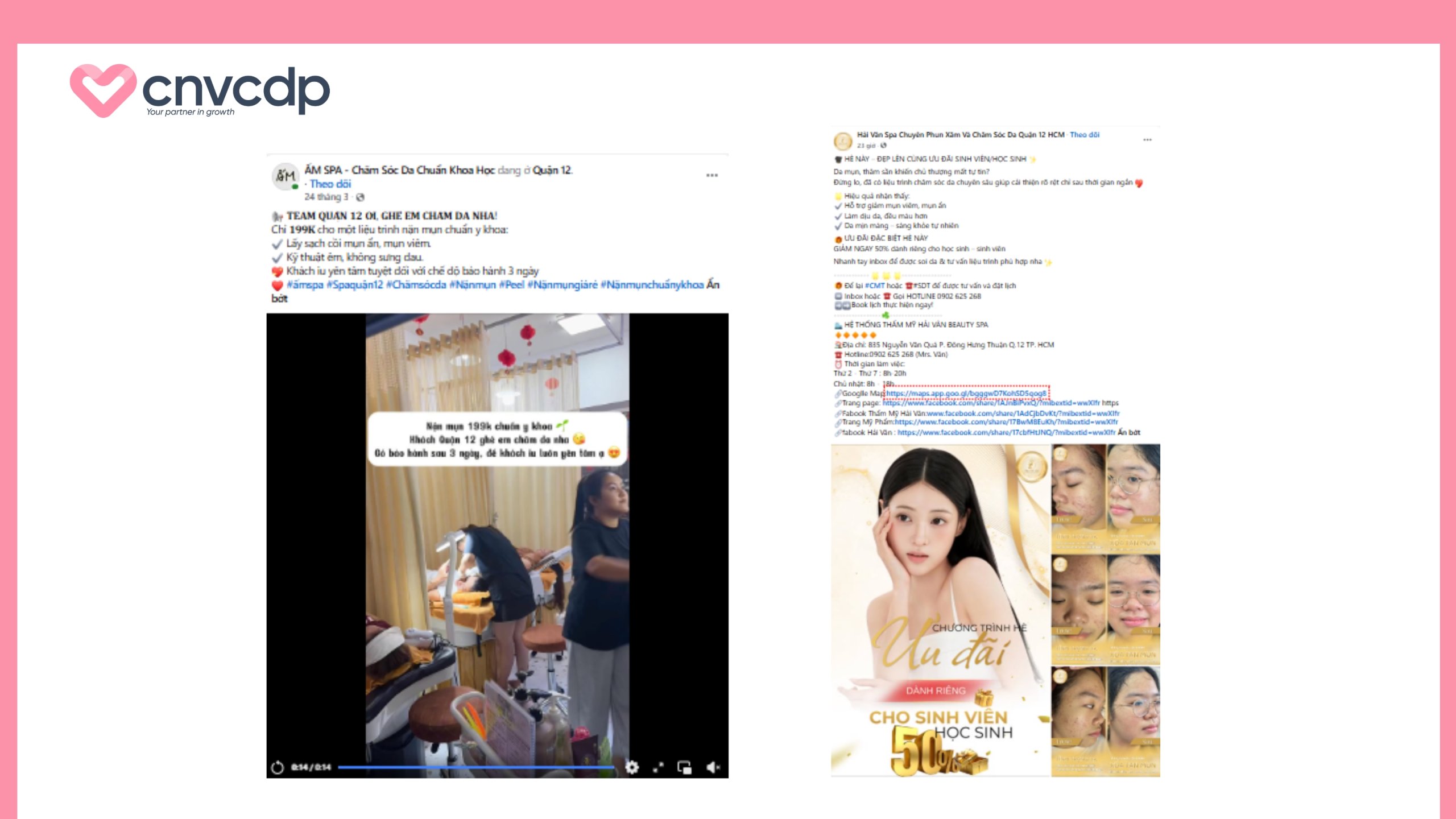 Mẫu content Spa chăm sóc da mẫu 2