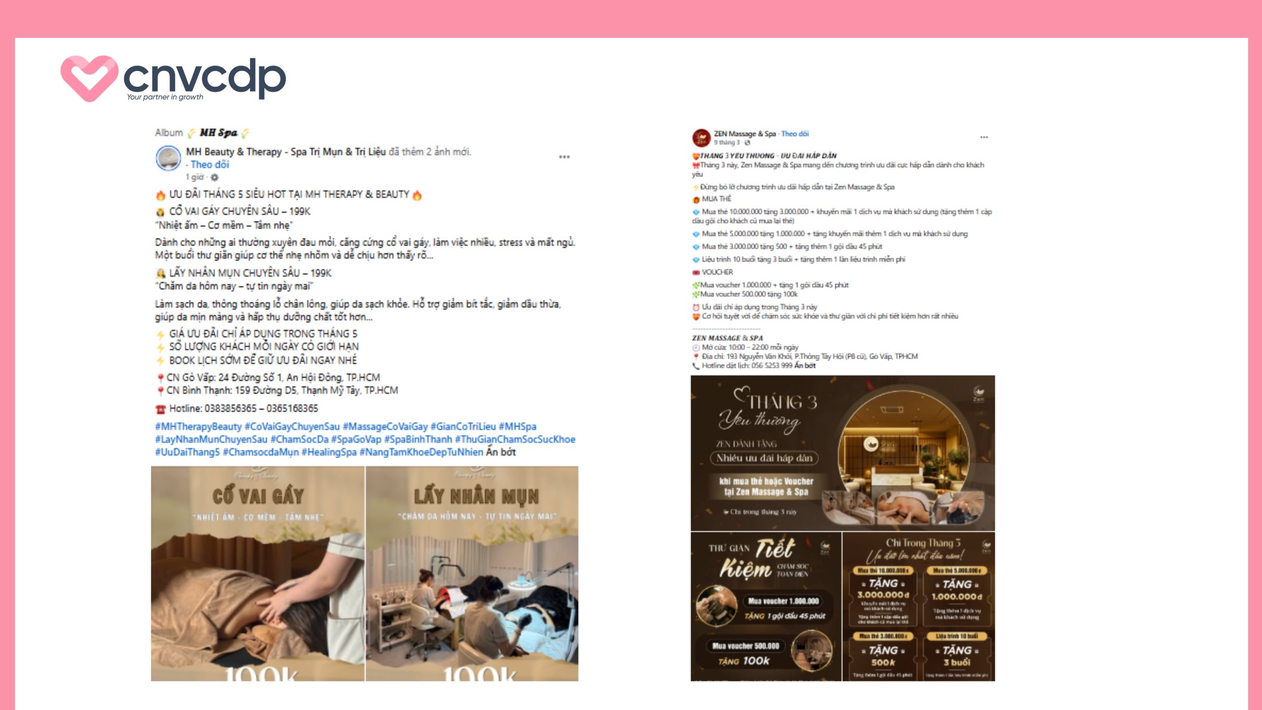 Content quảng cáo spa dạng ưu đãi và chuyển đổi mẫu 1