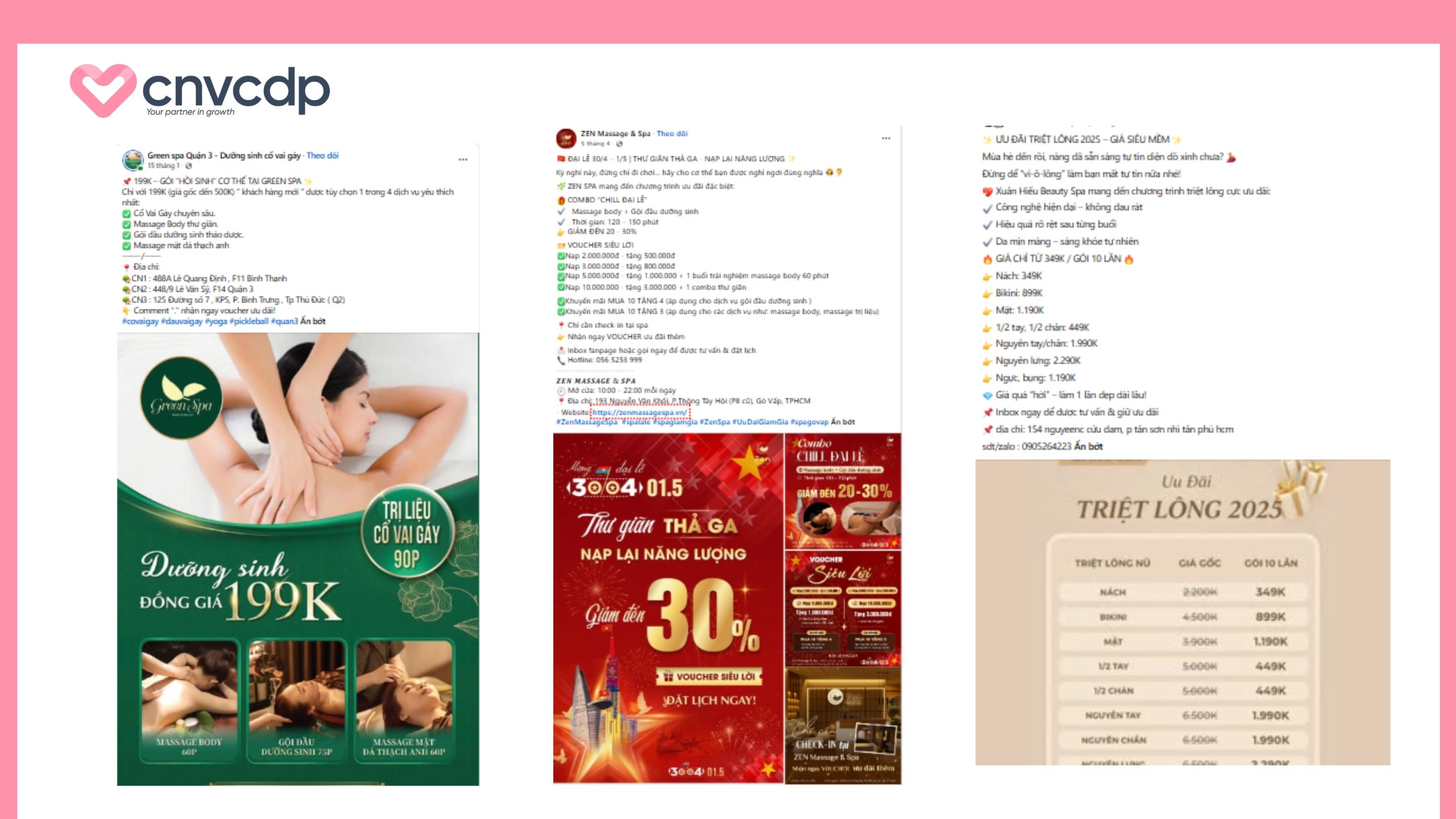 Content quảng cáo spa dạng ưu đãi và chuyển đổi mẫu 2