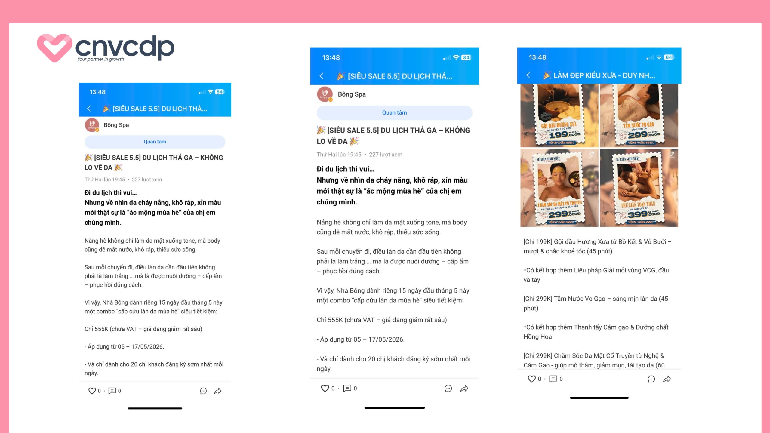 Content Spa cho Zalo OA, Zalo MiniApp mẫu 1