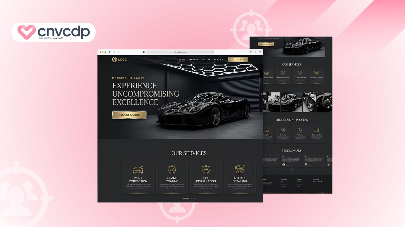 mau landing page cham soc xe hoi cao cap