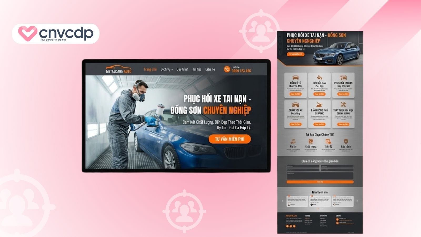 mau landing page phuc hoi xe