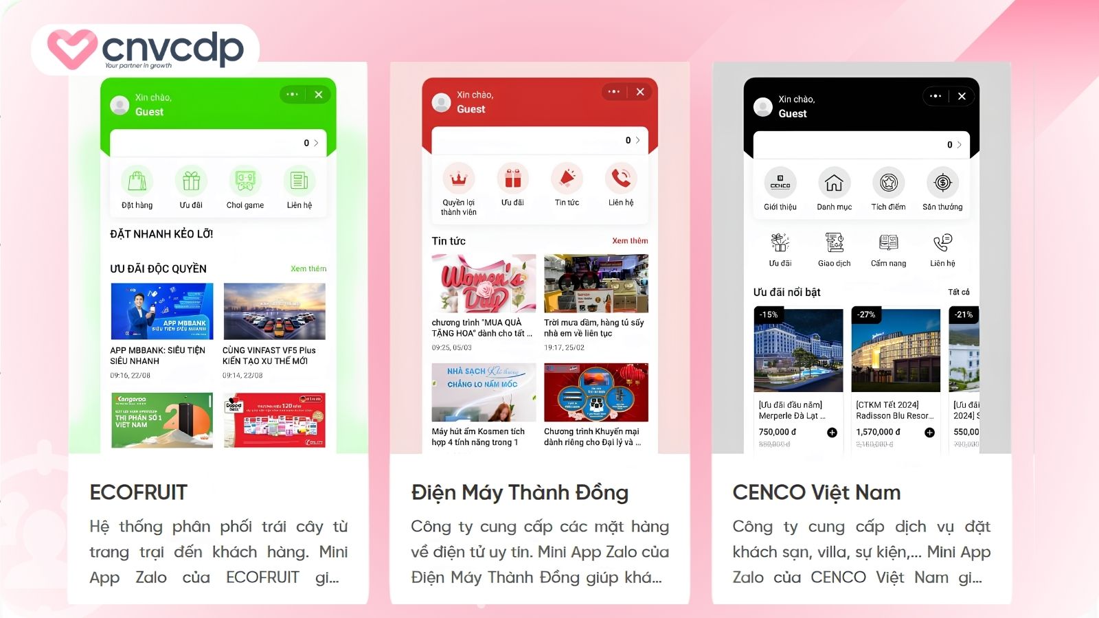 Đối tác mới nhất trong tháng CNV vừa triển khai Zalo mini app