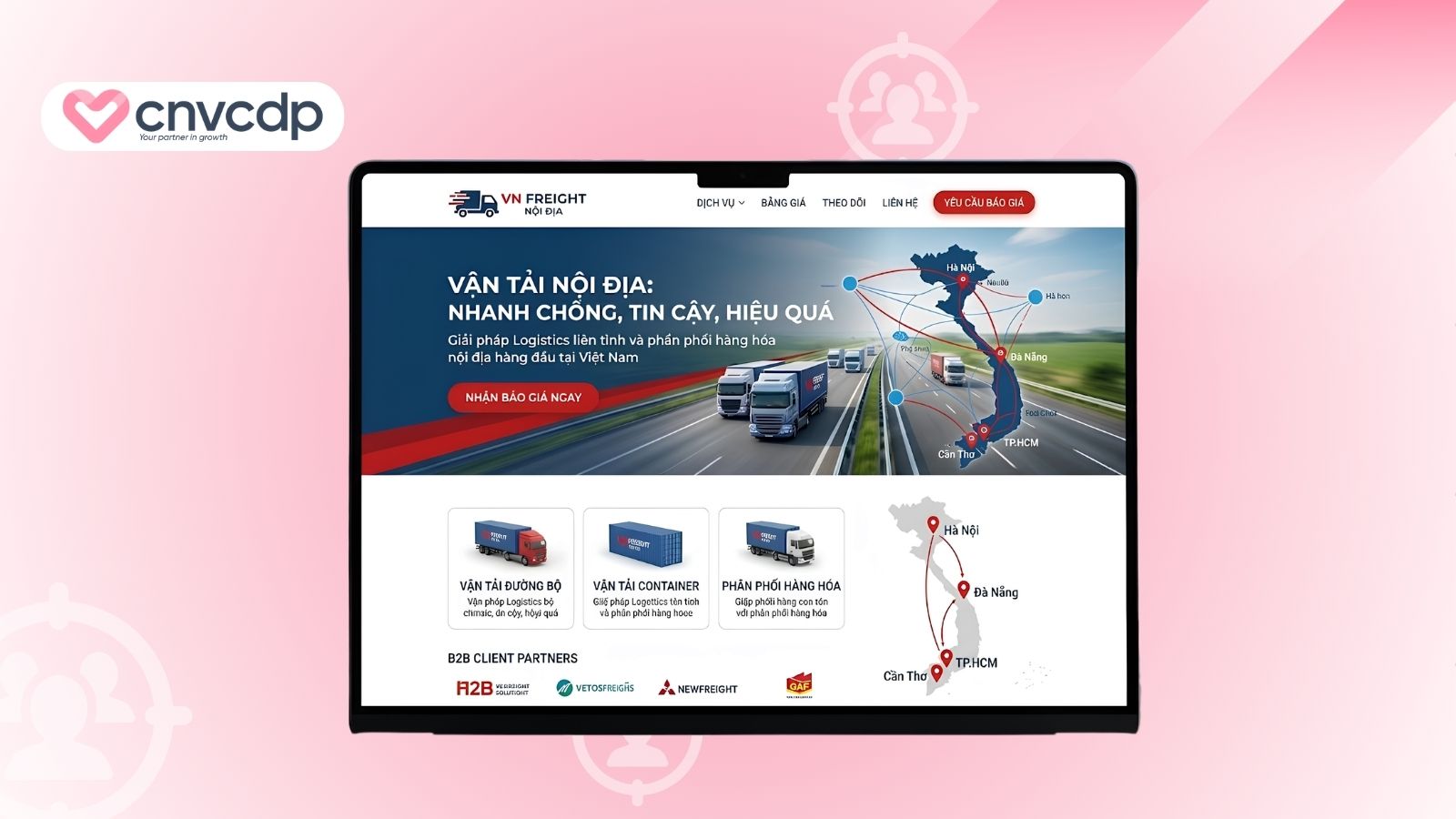 giao dien landing page van tai noi dia
