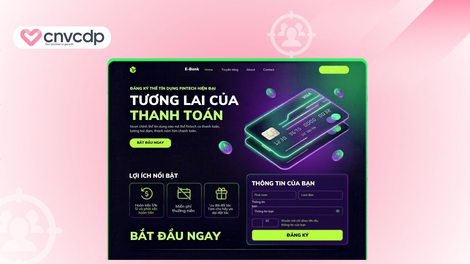 mau landing page mo the tin dung 