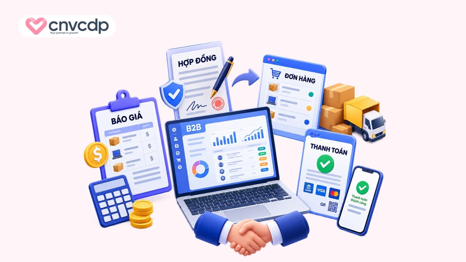 Quản lý báo giá, hợp đồng, đơn hàng và thanh toán B2B