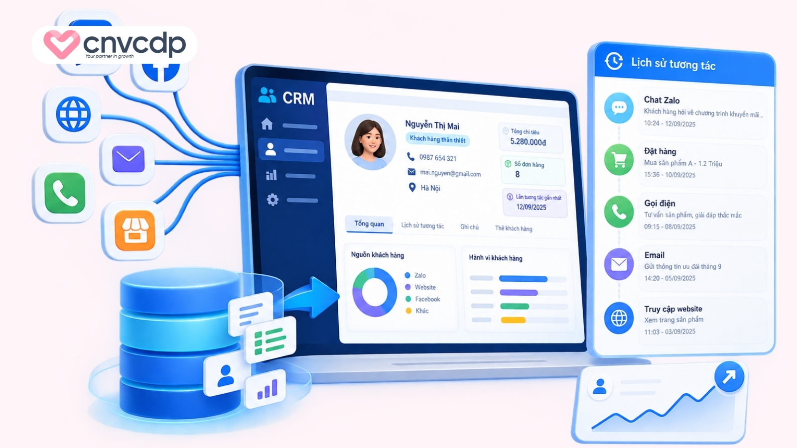 Bước 2: CRM thu thập dữ liệu