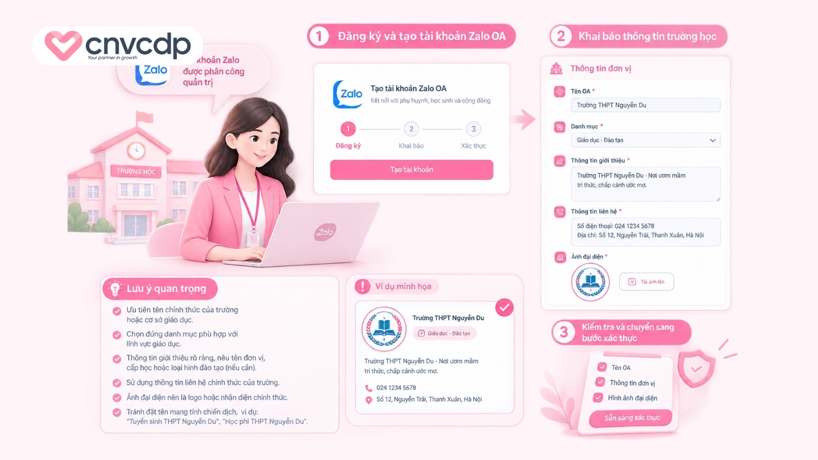 Đăng ký và khai báo thông tin trường học