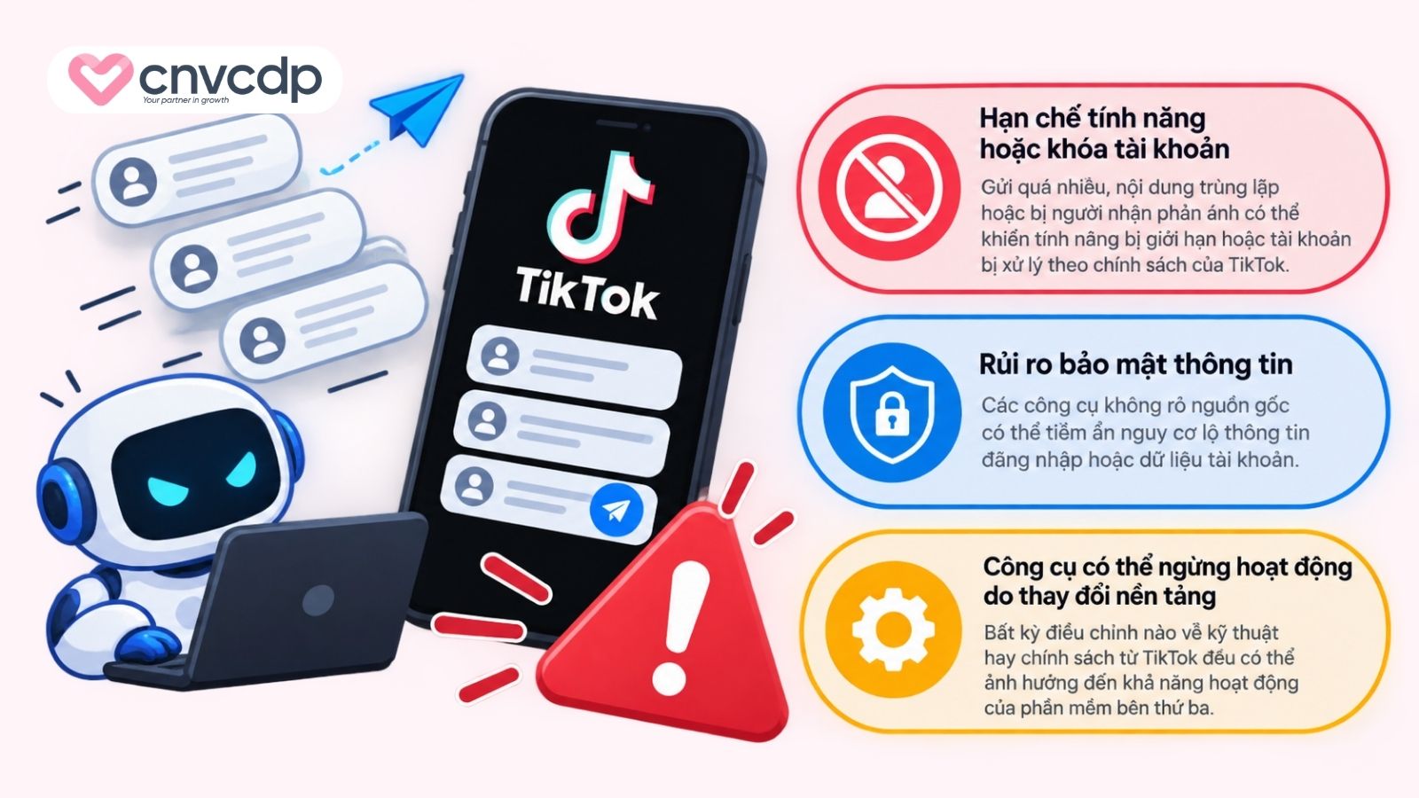 Gửi tin nhắn hàng loạt trên TikTok có rủi ro gì